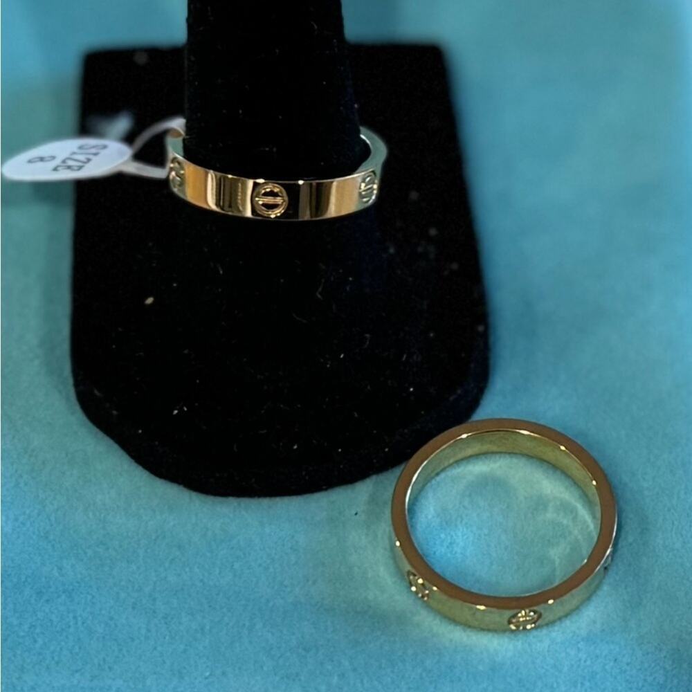 NWT 18k Gold Plated Love Screw Ring-Fashion Jewelry Size 7